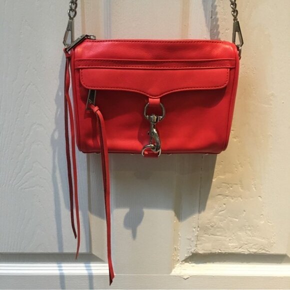Rebecca Minkoff Red Leather Chain-link Crossbody Bag - Picture 3 of 9